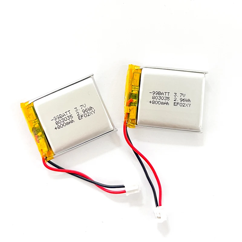 803035 800mAh 3.7V Lithium Polymer Battery Rechargeable Batteries for Smart Watch Bluetooth Headset Speaker Audio LED Lights