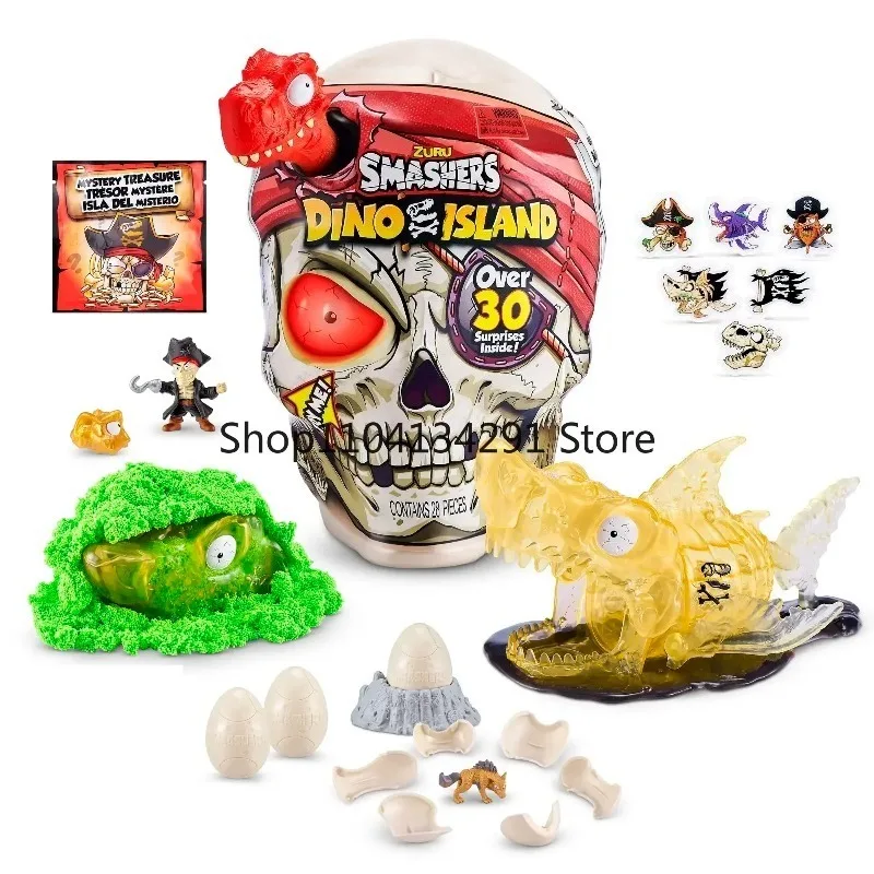 Серия ZURU Smashers Dinosaur Island, том... Гигантский череп, Золотой поиск сокровищ, Модели яиц динозавров, модели Тираннозавра Рекса и Мегалодона, Игрушки