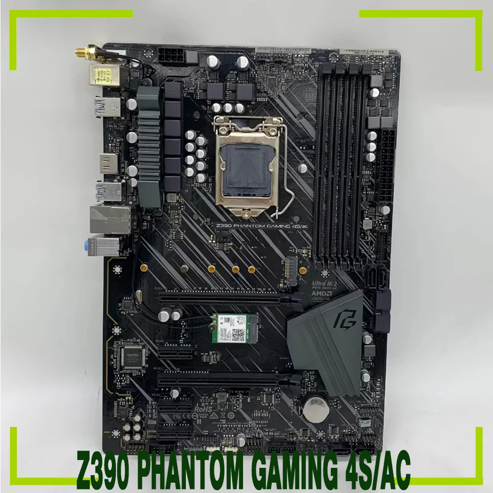 For ASRock Desktop Motherboard 4xDDR4 128GB USB 3.2 M.2 Z390 PHANTOM GAMING 4S/AC