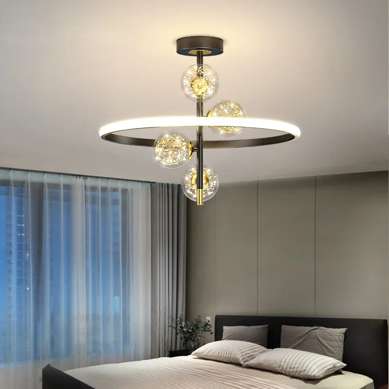 Lustre Modern Led Chandelier Black&Gold Color Ceiling mount Chandelier Lighting for Bedroom Living room Kitchen Dining room Lamp