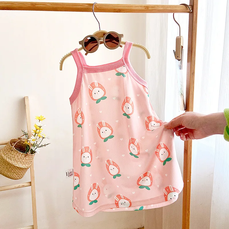 Vestido de verano para niñas pequeñas, ropa informal de algodón con dibujos animados, ropa cómoda para niños de 2 a 7 años, 2024