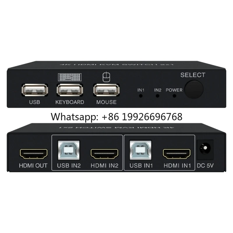 2 Port 4K 30Hz HDMI KVM 2-in-1-out Switcher Box 2 Computer Share Mouse Keyboard