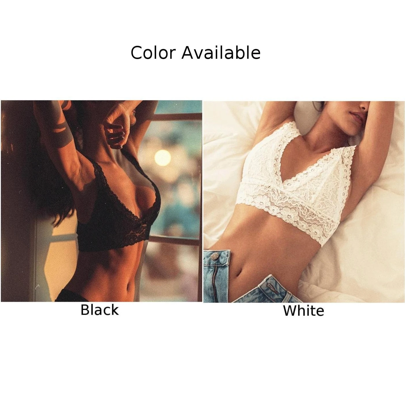 Bra Crop Top Tops V Neck Vest Women All Seasons Bralet Bralette Bustier Comfy Daily Female Lace See Through Sexy