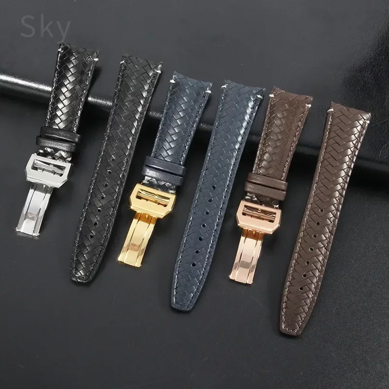 Watch Strap Steel Buckle Portugal Glossy Waterproof with Tool Folding Buckle for IWC Accessories Genuine Leather 18mm