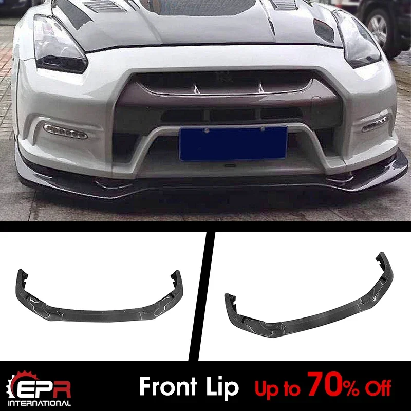 

Для Nissan GTR R35 2013, карбоновый глянцевый передний бампер в стиле Ver VRS, сплиттер бампера под спойлер, комплекты внешних аксессуаров
