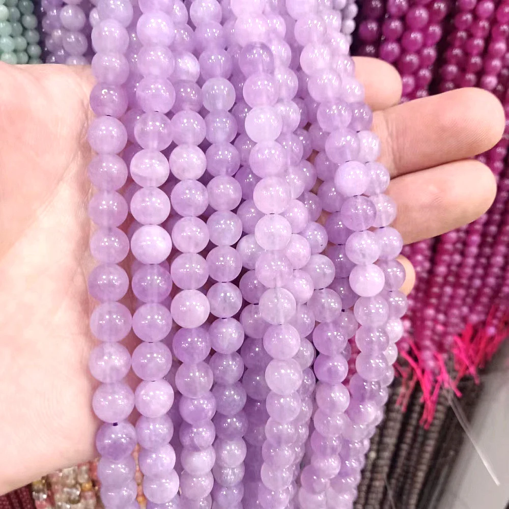 Meihan 6 8 10mm Natural Stone Lavender Amethyst Round Loose Beads For Jewelry Making DIY Necklace Bracelet Quartz Crimp End Bead