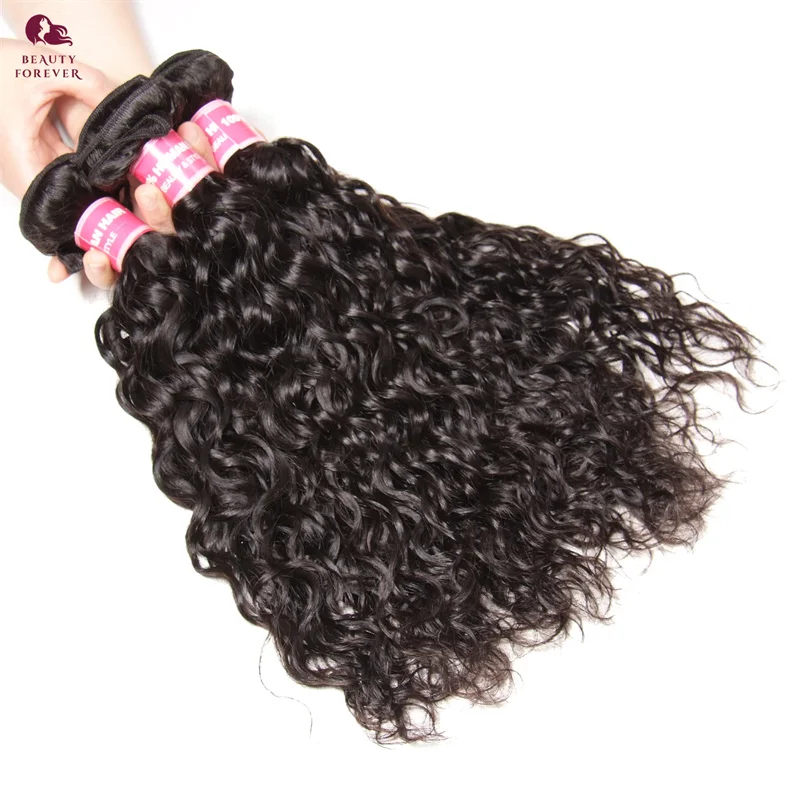 Beautyforever 12A Water Wave Bundles Human Hair Brazilian Raw Virgin Human Hair Weave 3 / 4  Bundle Thick Top to End