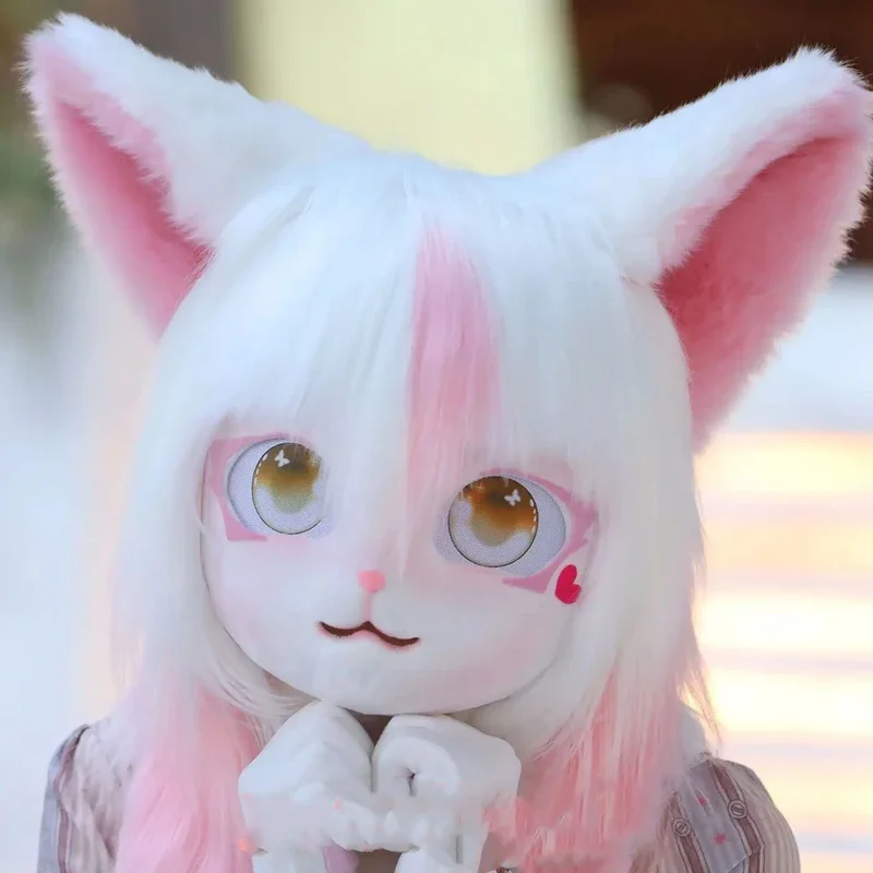 RT01 Kigurumi Fursuit auriculares disfraz de Cosplay peludo máscara de cabeza de Kig patas Comiket Furries conejo muñeca gato bestia disfraz An * JK2