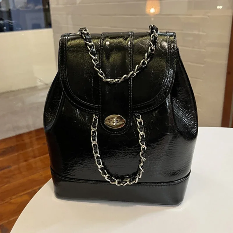 Korea Style Bag for Women 2024 Fashion Small Backpack Lady Leisure PU Leather Chain Designer Daily Bolsos Mujeres Travel Bagpack