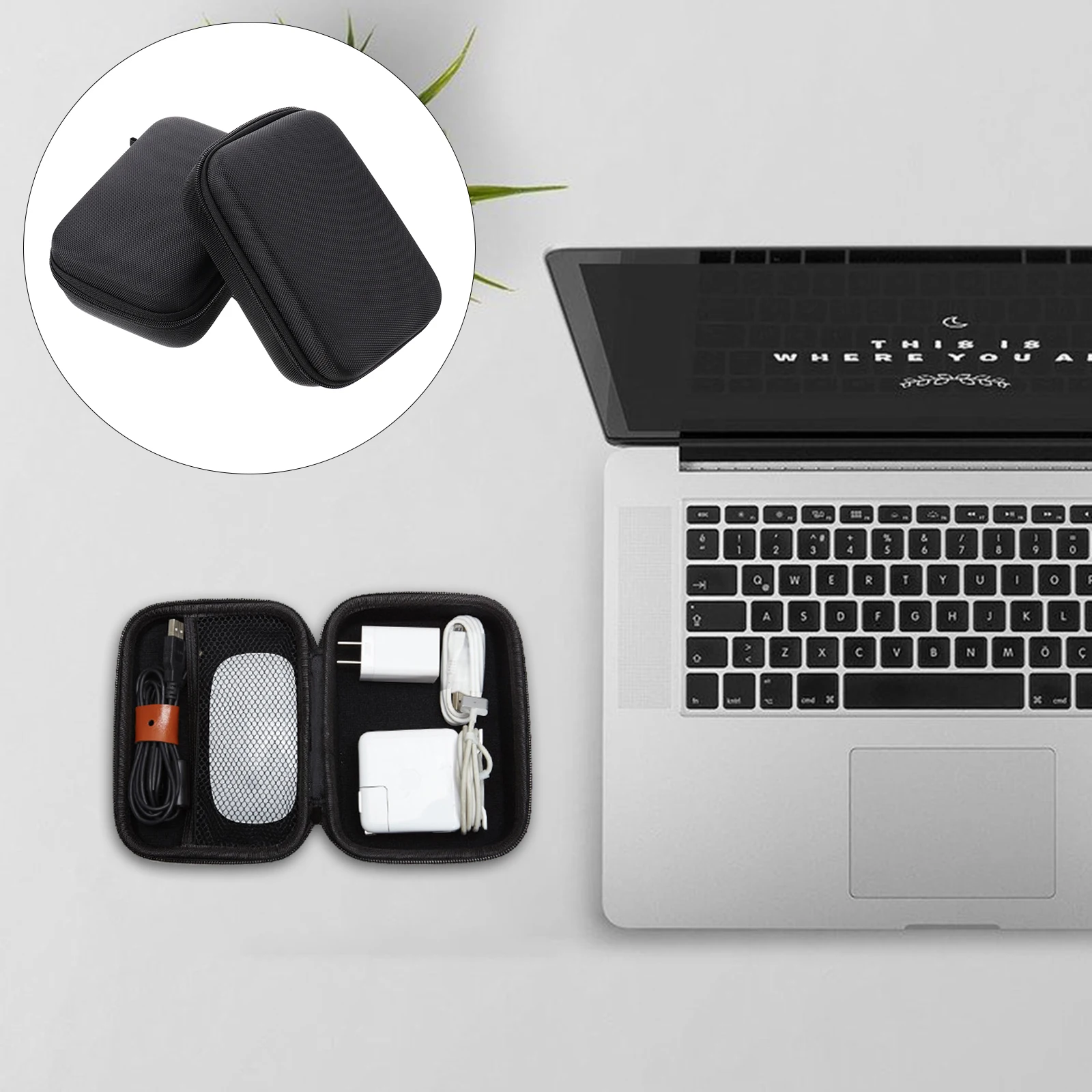 

2Pcs Premium Eva Storage Case Earphone Headset Organizer with Smooth Zipper for Digital Devices Power Bank Drive Mouse on-The-Go