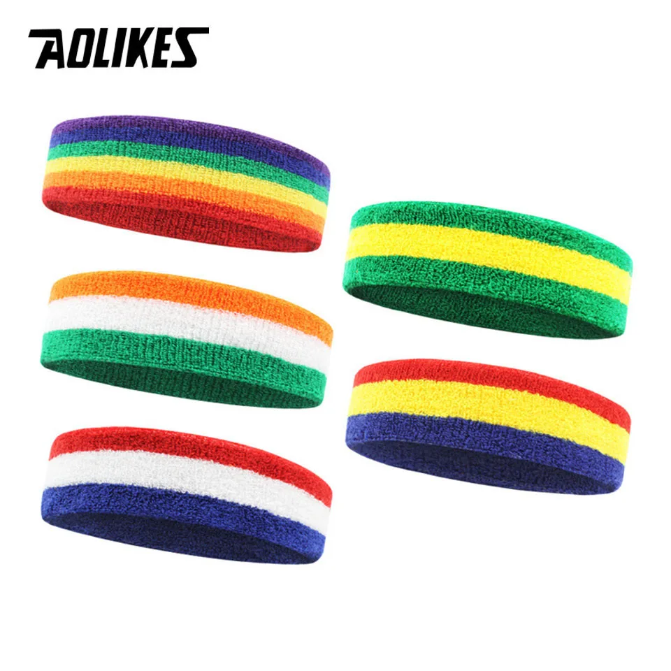 AOLIKES Cotton Athletic Headband Elastic Sweatbands Women Men Basketball Sports Gym Fitness Sweat Band Volleyball Tennis