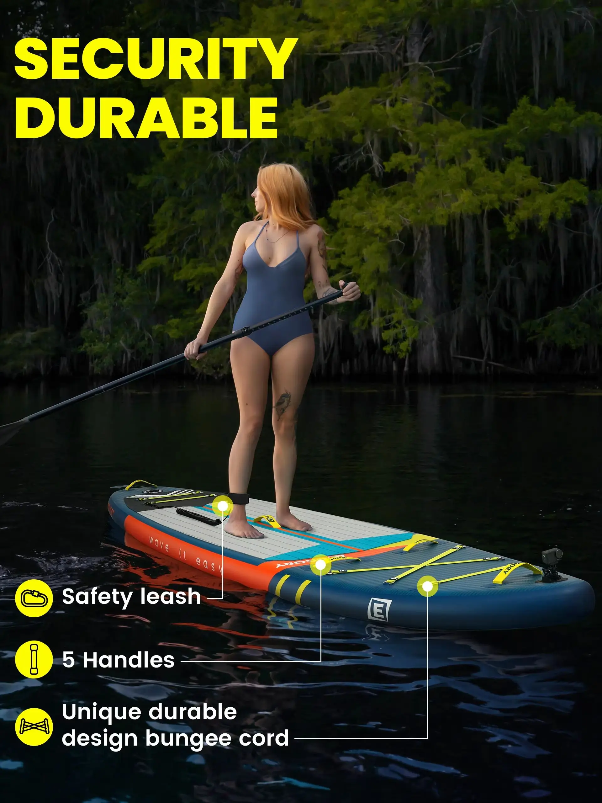 SUP Outdoor-Wasserstation-Board „Eggory Blue“ mit horizontalem Muster, aufblasbares Paddleboard 335 * 86 * 12, leicht und einfach zu transportieren, geeignet für Familienreisen, Wasseryoga, Angeln,