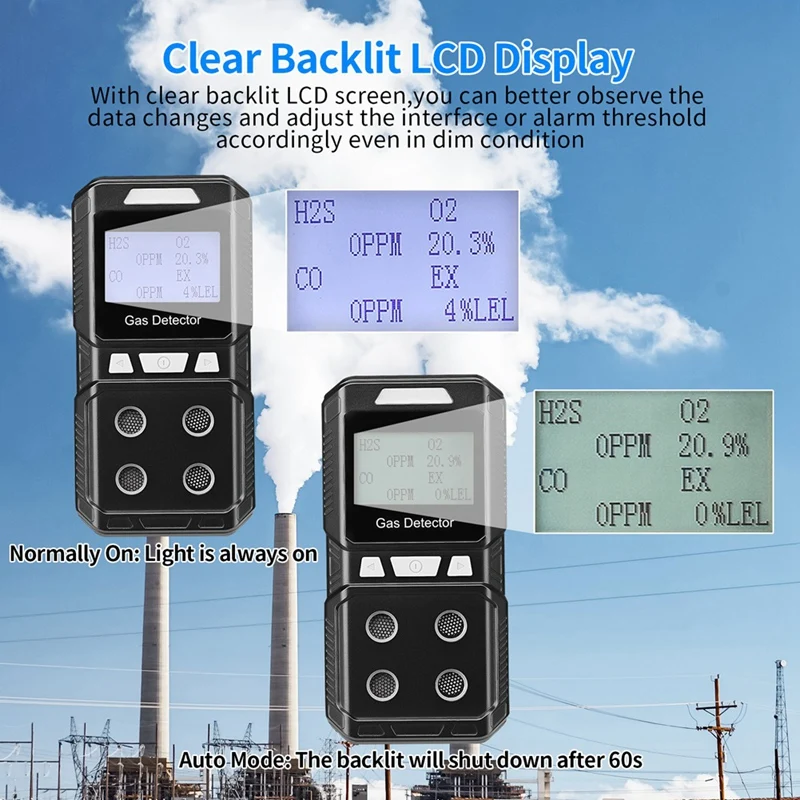 Draagbare 4 Gasdetector Oplaadbare Multi Gas Monitor Luchtkwaliteit Tester Analysator Hoge Precisie Ex O2 H 2 Co