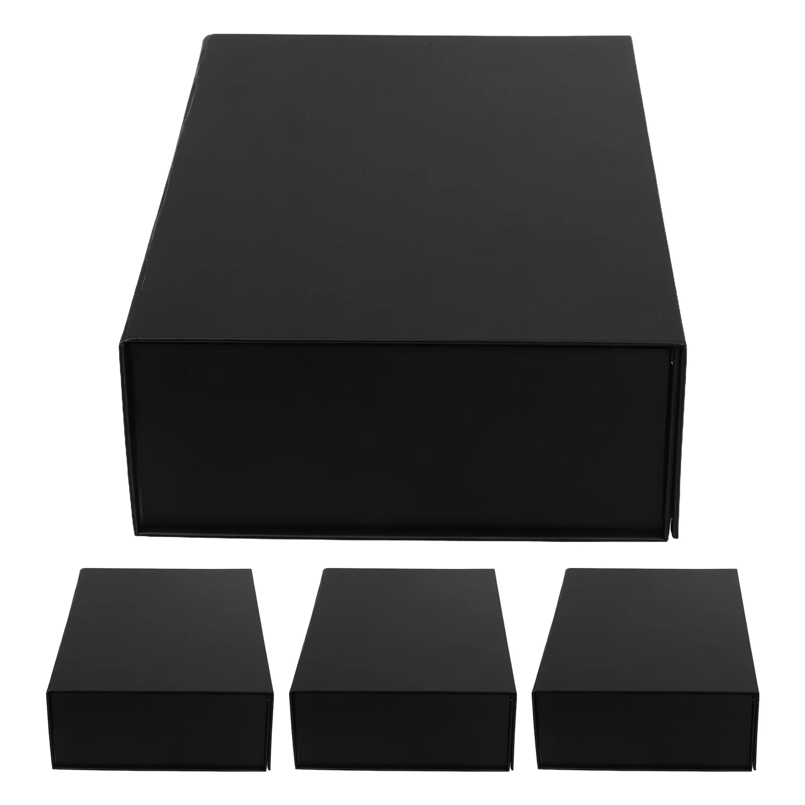

4Pcs Elegant Black Magnetic Folding Box for Special Occasions Jewelry Watches Cosmetics Storage Wedding Favors