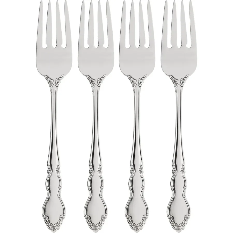 

Dover Fine столовые приборы для салата, набор из 4 шт., нержавеющая сталь 18/10, набор столовых приборов, можно мыть в посудомоечной машине