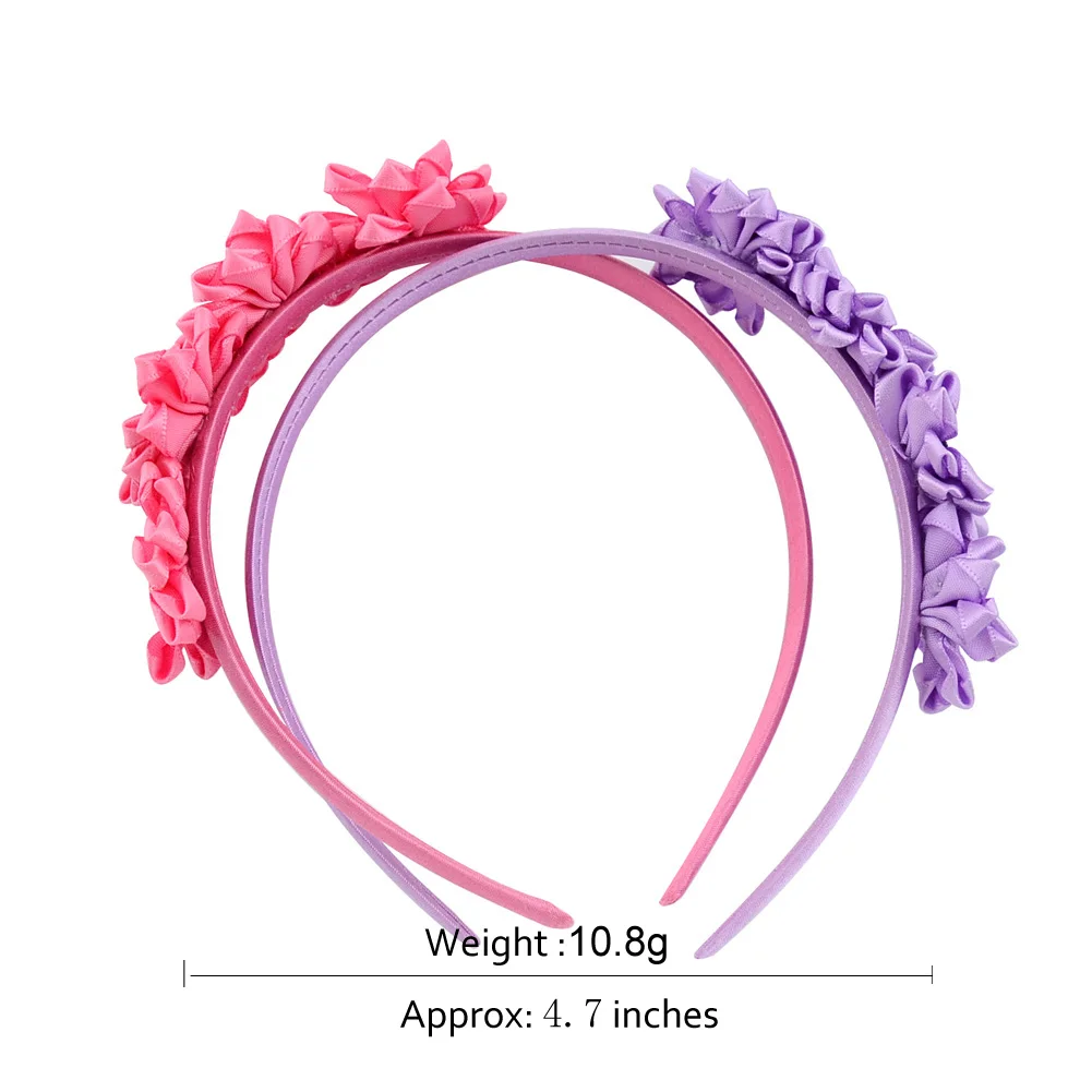 1Pc Leuke Haarband Kids Prinses Hoofddeksels Boutique Triple Satijnen Bloemen Met Zirkoon Haaraccessoires Hoofd Hoepel Voor Meisjes Hoofdband