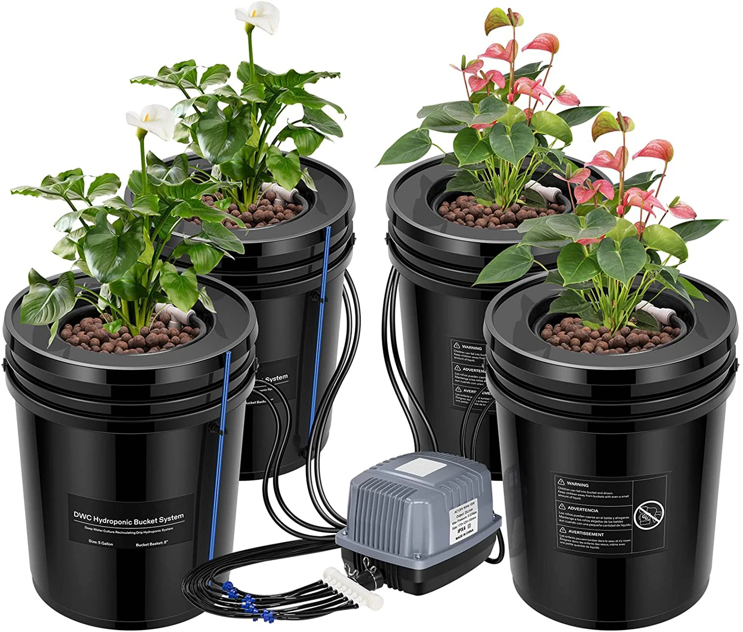 

2025Hydroponic Bucket System Gallon Recirculating Top Feed Drip Hydroponics Garden Kit for Home Use Deep Water Culture Bucket