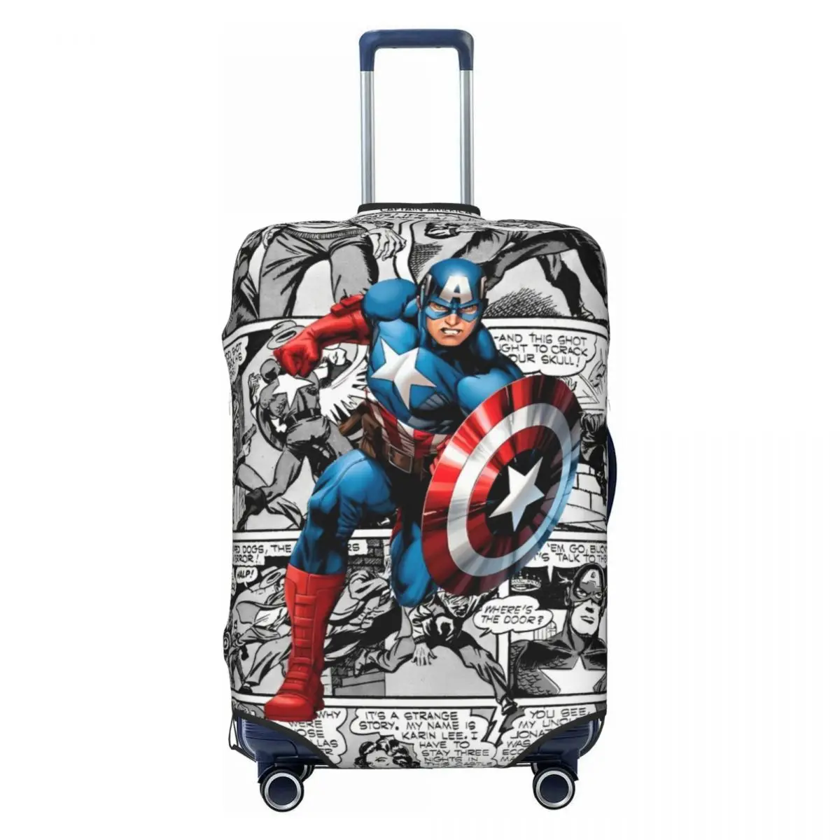 

Custom Captain America Comic Suitcase Cover Vacation Useful Luggage Supplies Business Protection