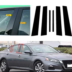 6Pcs Fit For Nissan Altima 2019 2020 2021 Gloss Black Window Trim Pillar Post Door Cover B C Column Sticker Decoration Set