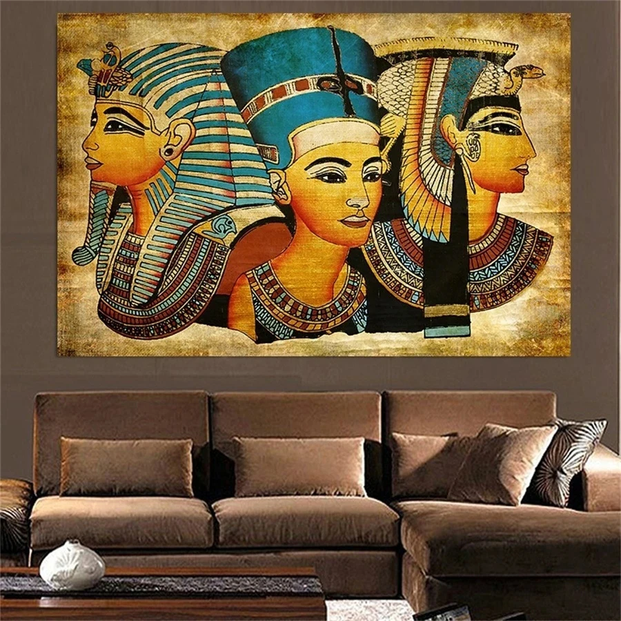 Diamond Mosaic Full Square Round drill Retro Egyptian Pharaoh Queen Cross Stitch Diamond Embroidery Painting Decor Home