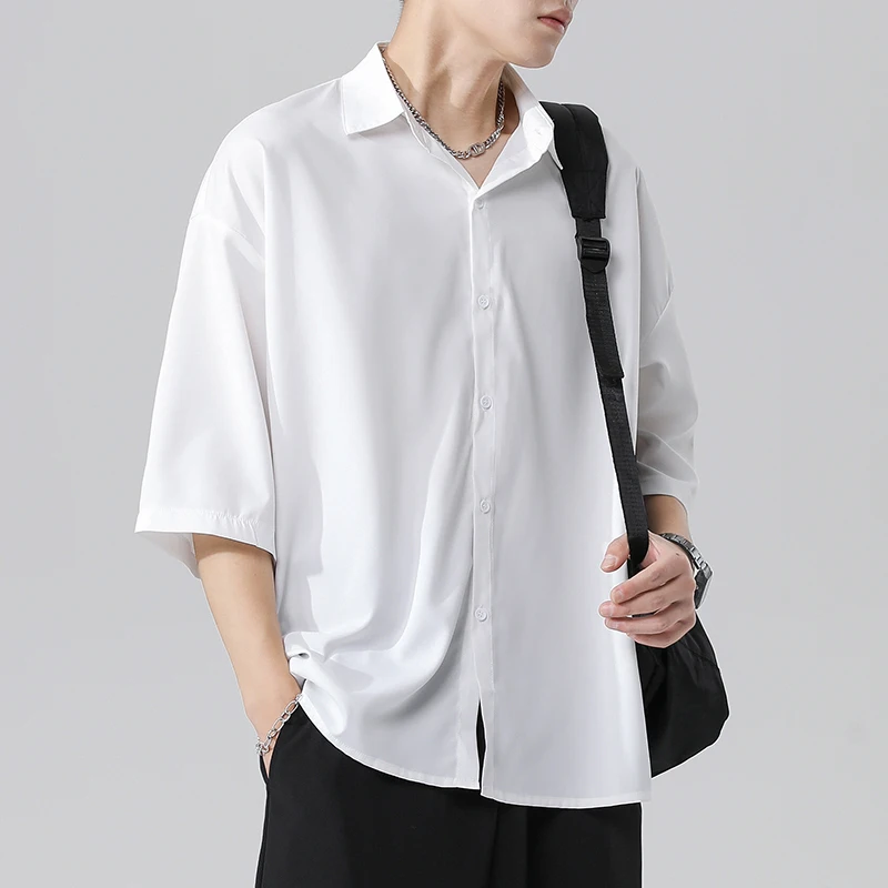 Summer Short Sleeved Shirt Men Society Mens Black Formal Dress Shirt Casual White Shirt Mens Office Formal Shirts Plus Size 5XL
