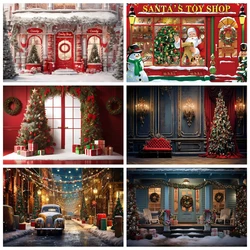 Christmas Backdrops For Photography 2024 Xmas Window Snow Scene Gift Baby Shower Family Party Background Decor Photo Studio Prop