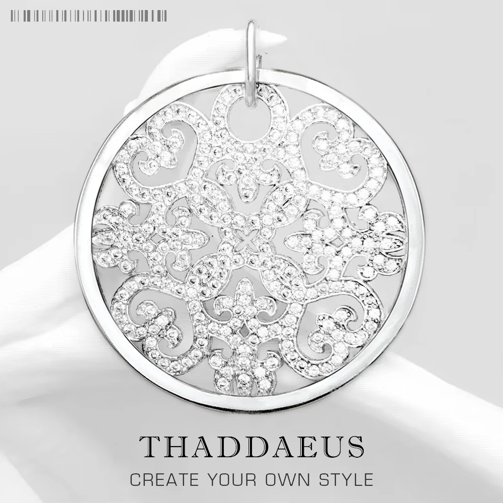 

Женская подвеска из серебра 925 пробы, с белым орнаментом