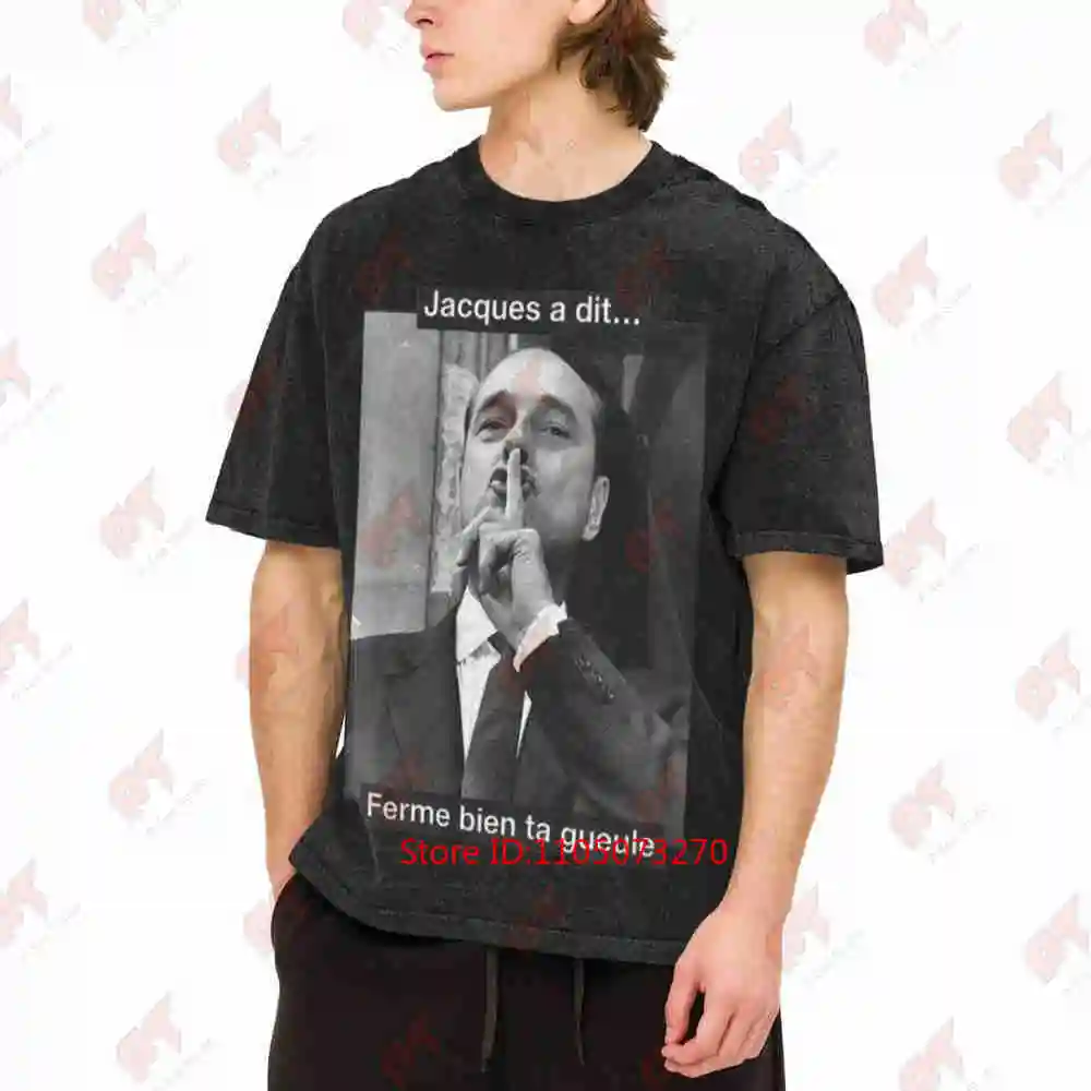 Chirac Close Your Mouth Well Vintage Washed Tee Pure Cotton T-Shirt