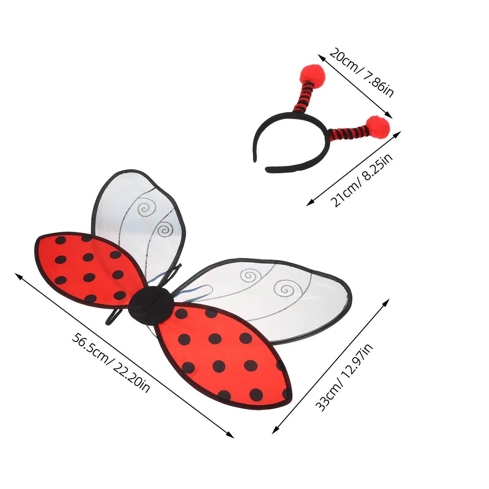 1 ensemble d'ailes de coccinelle, bandeau antenne, accessoires de costume de cosplay pour adultes, fête, carnaval, Halloween, déguisement - Coccinelle