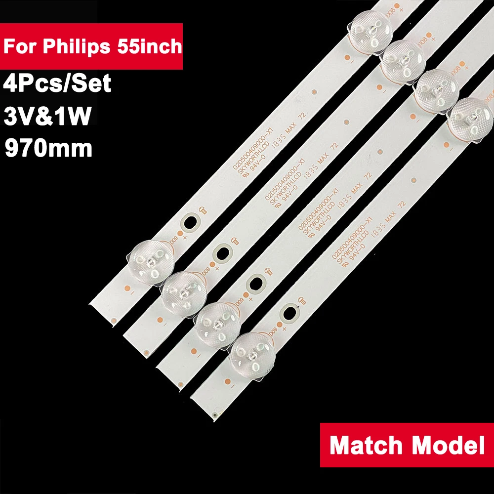 

4pcs 970mm TV Led Backlight Strips For Philips 50inch 50PUG6513 LE50U7970 LE50S5970 50PUF6192 LED52HS96 23-Q50H90063 TPT500B