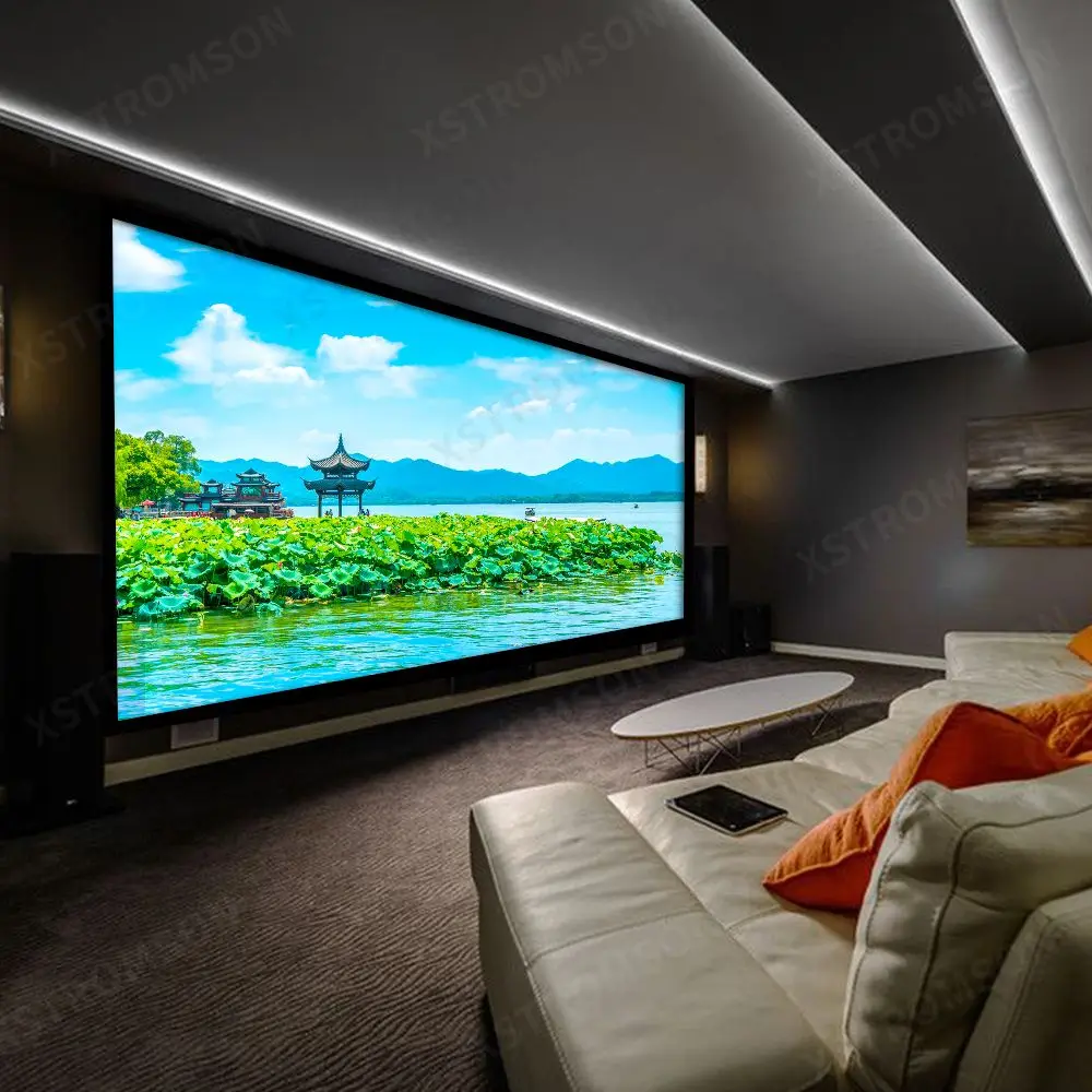 

Home Theater Fixed Frame 4K/8K Ultra HDTV & Active 3D Movie Projection Screen 16:9 Format 300" Diagonal High Contrast Material