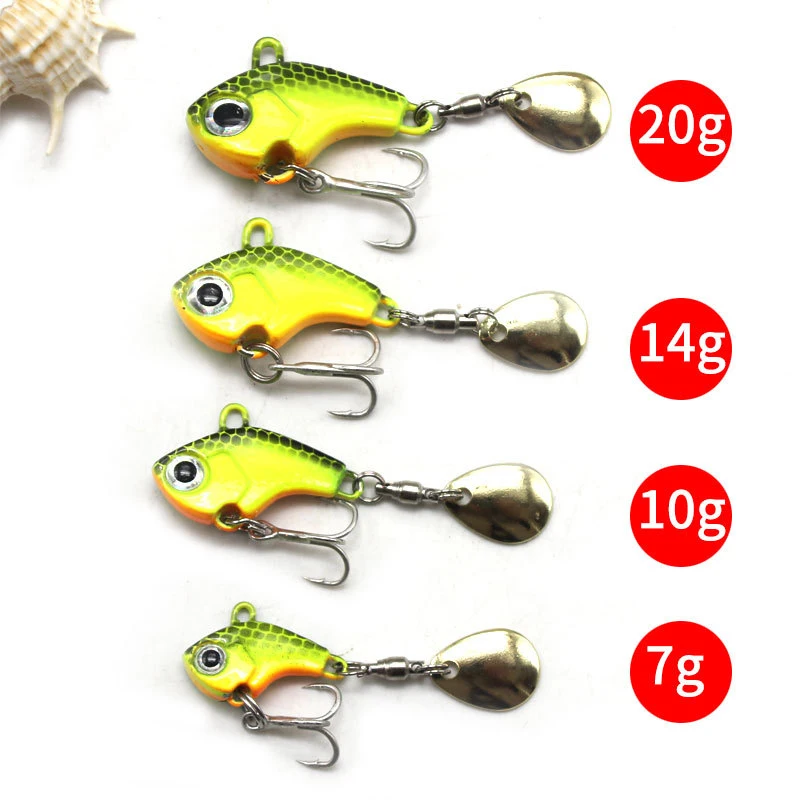 Señuelo de pesca giratorio de cola, cebo giratorio de Metal VIB, Swimbait, trucha, lubina, 5g, 7g, 10g, 14g, 20g