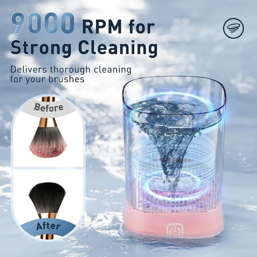 전기 메이크업 브러쉬 클리너 9000 RPM 메이크업 브러쉬 청소 기계 IP65 방수 메이크업을위한 자동 메이크업 브러쉬 클리너