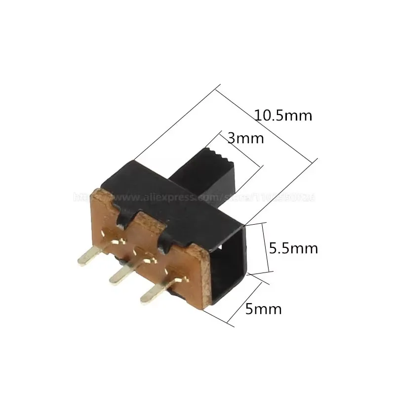 50PCS SS12F17 Toggle Switch 3 Pin 2 Files SS12F17G5 Handle High 5mm Slide Switch DIP 1P2T Toy Power Switch