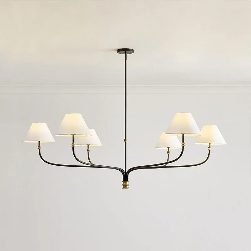 

Modern Simple Rustic Fabric Ceiling Chandelier Led Lights Home Decor Living Room Dining Table Bedroom Chandelier Salon