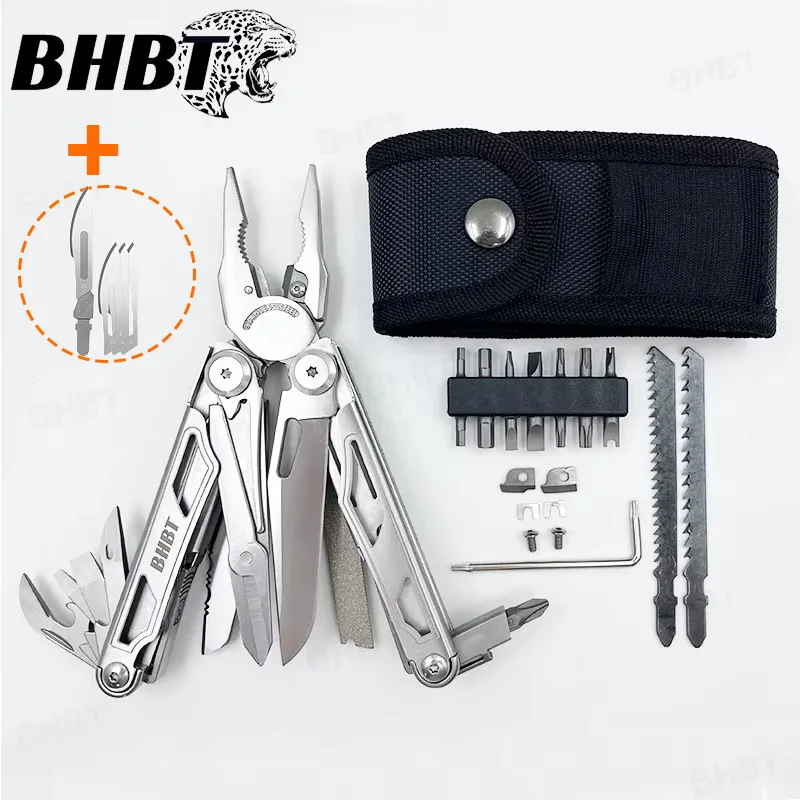 BHBT 37 in 1 Multitool Pliers Folding Multi Tool With Replaceable Saw Blade Portable EDC Outdoor Camping Survival Tools