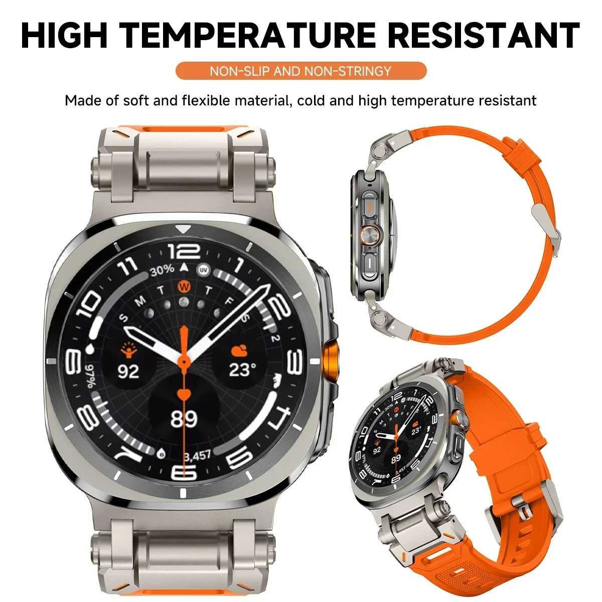

Sports Rubber Strap for Samsung Galaxy Watch 7 Ultra 47mm Band Silicone Bracelet for Galaxy Watch Ultra 47mm Watchband Wristband