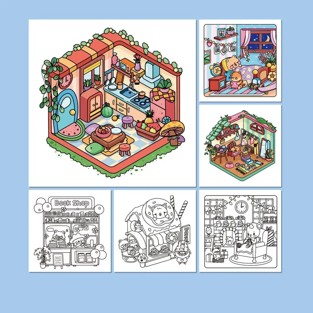 

DIY Spooky Cute Coloring Book Relax Educational Halloween Theme Coloring Book Cute Cartoon Filling Color Book Adults and Teens