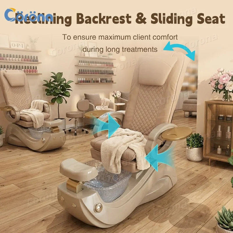 High Quality Pedicure Spa Chair with Bowl And Whirlpool Pedicure Platform Comfortable Salon Furniture for Professional Nail Care