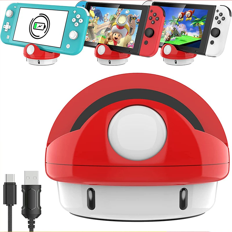 New Game Console Charger Creative Mushroom Head Charging Base Game Console Accessory For Nintendo Switch Lite Oled