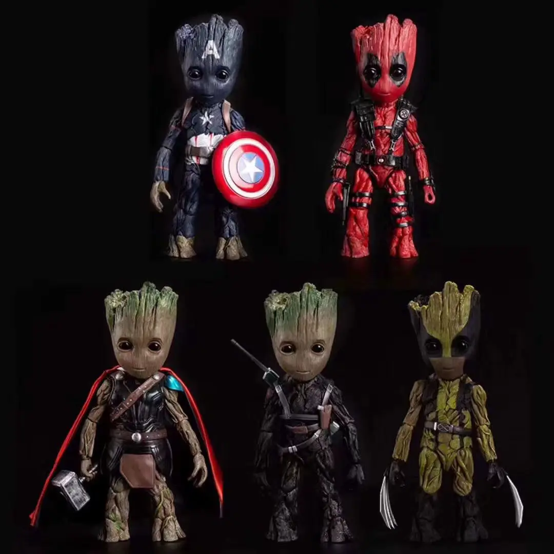 25 cm Marvel Groot Cos Deadpool Wolverine série figurine Hawkeye figurines articulées mobiles garçon jouets ornements cadeau d'anniversaire