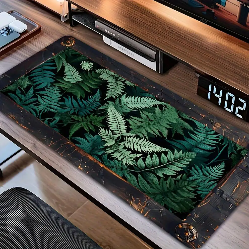 New Inspired Desk Mat Forest Gaming Mouse Pad Vintage Floral Green Leaves Aesthetic Large Gaming Mousepad Gamer Desk Mat Nature