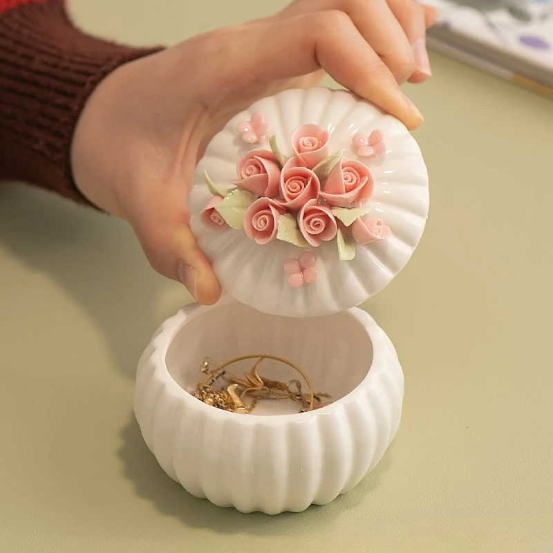 Handmade Ceramic Jewelry Box Rose Dolphin White dove Jewelry Box Vintage Blue White Jewelry Engagement Ring Box Unique gift