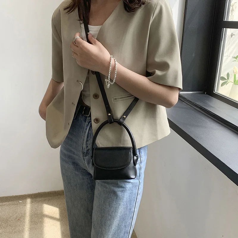 Mini PU Leather Crossbody Bag Woman Girls Candy Color Handbag Fashion Shoulder Bags Cute Lipstick Pouch Coin Purses Casual Tote