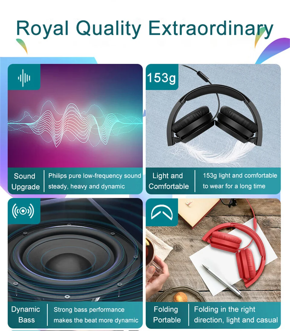 Philips TAH4105 Kabelgebundener 3,5-mm-Gaming-Kopfhörer, HiFi-Stereo, zusammenklappbar, praktische Kopfhörer, Online-Unterricht, Bildung, Lern-Headset – Detail 2