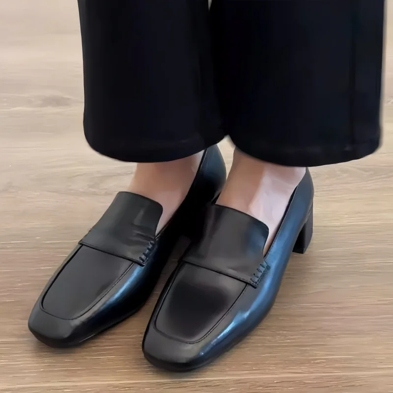 

Square Toe Mid Heel Shoes 2025 Fashion Casual Loafers Office Dress Up Women Pumps Comfortable Soft Single Shoes Zapatos De Mujer