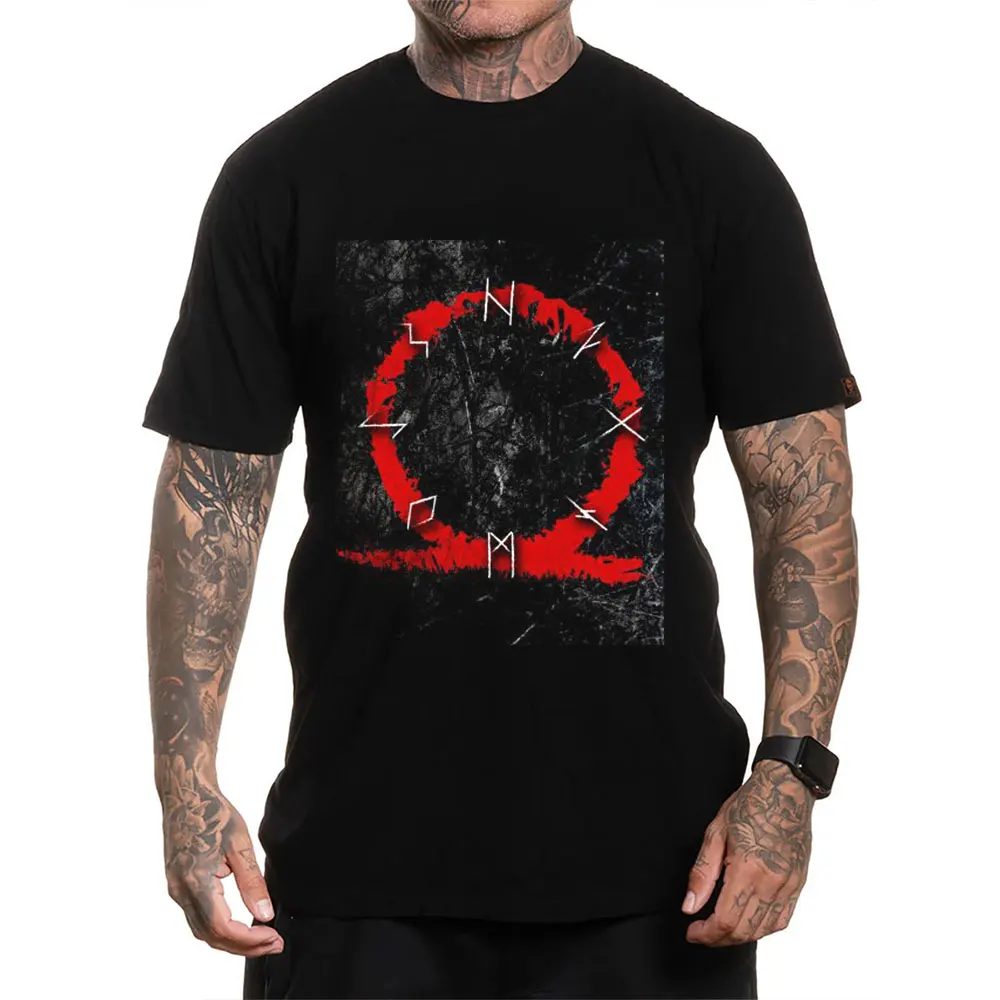 

Retro Kratos God of War print Gift T-Shirt Vintage Viking symbol Graphic Clothes 0120 All size Tops Unisex Tee 100% cotton S-6XL