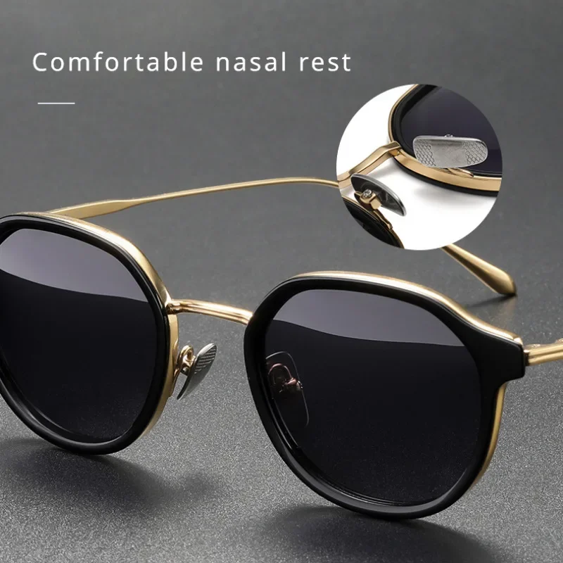 Pure Titanium Frame Sunglasses for Outdoor Driving Cycling Sun Protection UV Protection Trendy Fashionable Men Women Sunglasses