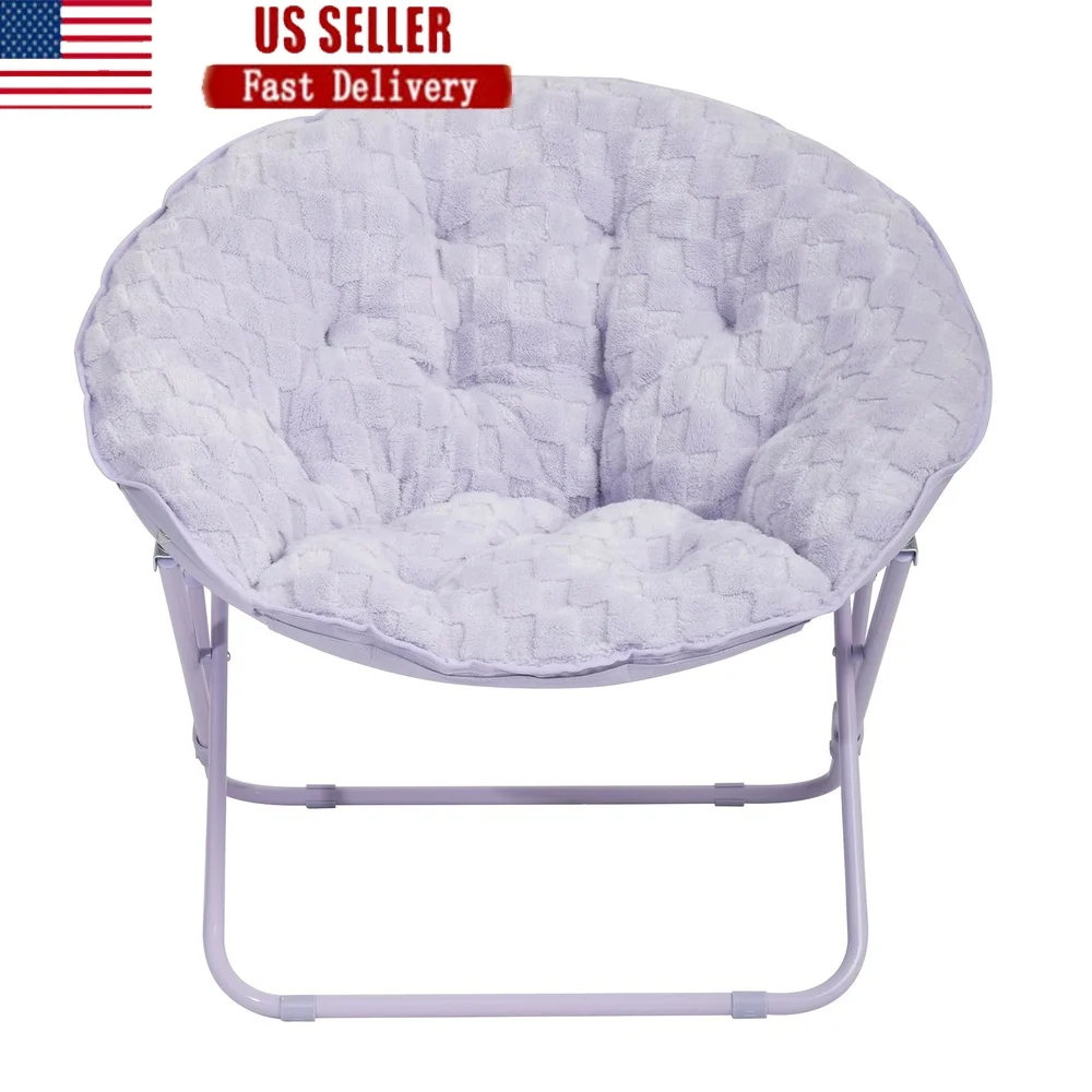 

Saucer Chair Kids Teens Plush Portable Seat Lightweight Indoor Use Folds Easy Storage Padded Cushion Perfect Bedrooms Playrooms