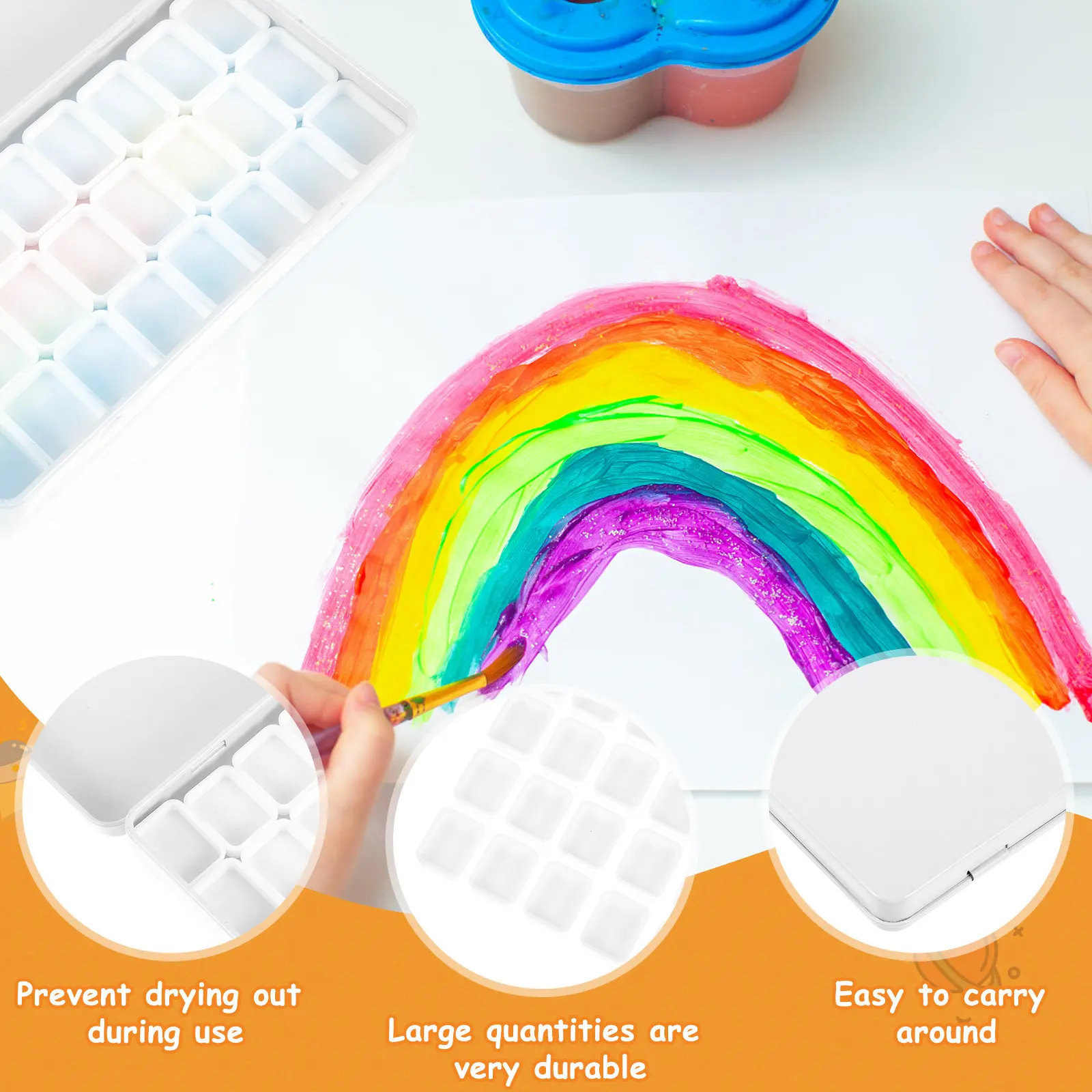 1Set Portable Watercolor Case Blank Tin Palette with Multiple Compartments Prevents Drying of Paints Great Gift for Family Art